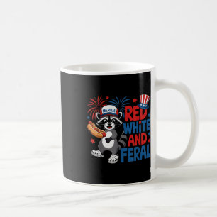 Red White And Feral Cute Racoon Merica Usa Indepe Coffee Mug
