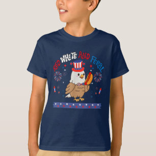 Red White And Feral Funny Eagle 4th of July  T-Shirt