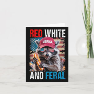 Red White And Feral Funny Racoon Patriotic 4th Of Card