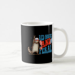 Red White And Feral Funny Trump Racoon 4th Of Jul Coffee Mug