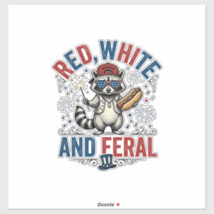 Red White and Feral Patriotic Racoon Shirt_1