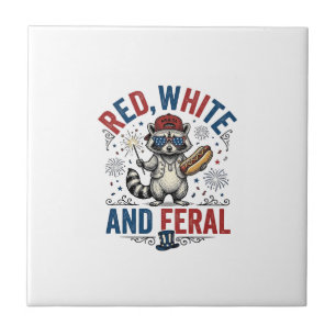 Red White and Feral Patriotic Racoon Shirt_1 Tile