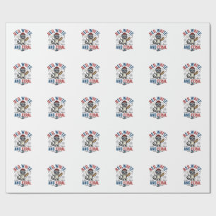 Red White and Feral Patriotic Racoon Shirt_1 Wrapping Paper