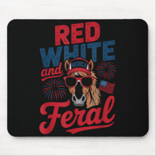 Red White And Feral - Patriotic USA Horse Merica Mouse Mat