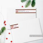 Red White and Gold Holiday Cookies Sweet Christmas Wrap Around Label<br><div class="desc">Add this beautiful attractive element to your envelopes with this beautiful wrap around label. Decorative red brick, white and gold stripe pattern with delicate holiday decorated cookies in both back and front. White centre with text area for your name(s), message and address. Wrap around section on the front with beautiful...</div>