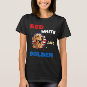 Red White and Golden Retriever Patriotic American T-Shirt