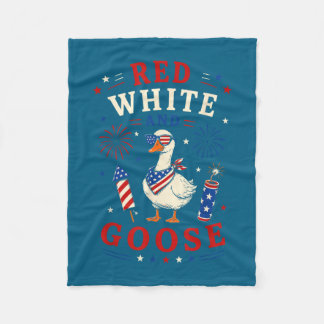Red white and goose 4th of july  fleece blanket