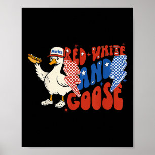 Red White And Goose 4th Of July Patriotic Goose Ho Poster