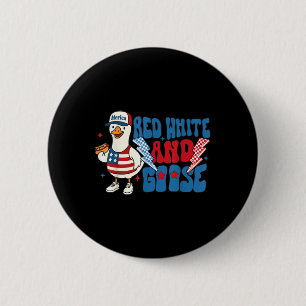 Red White And Goose Funny 4th Of July Patriotic Us 6 Cm Round Badge