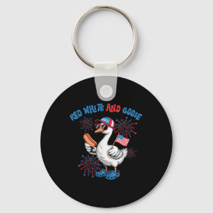 Red White And Goose Funny 4th Of July Patriotic Us Key Ring
