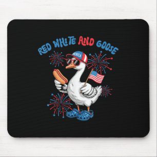 Red White And Goose Funny 4th Of July Patriotic Us Mouse Mat