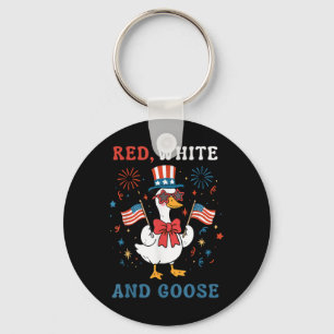 Red White And Goose Groovy Silly Goose Usa Flag Fi Key Ring