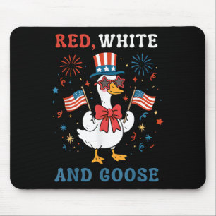Red White And Goose Groovy Silly Goose Usa Flag Fi Mouse Mat