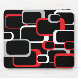 Red White and Gray Black Retro Squares Pattern Mouse Mat