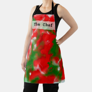 Red, White and Green Abstract Apron