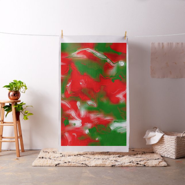 Red, White and Green Abstract Fabric (In Situ)