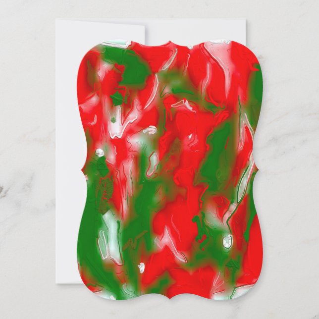 Red, White and Green Abstract Invitation (Front)