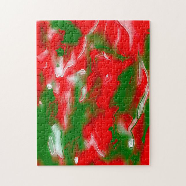 Red, White and Green Abstract Jigsaw Puzzle (Vertical)