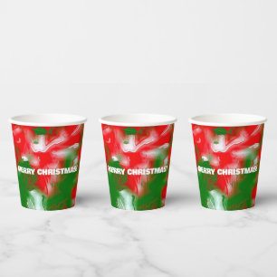 Red, White and Green Abstract Paper Cups