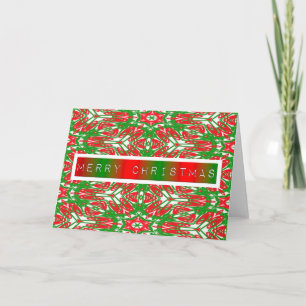 Red, White and Green Abstract Snowflakes Card