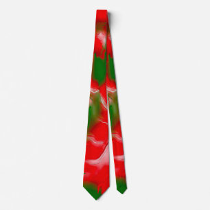 Red, White and Green Abstract Tie