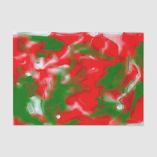 Red, White and Green Abstract Tissue Paper (Front)