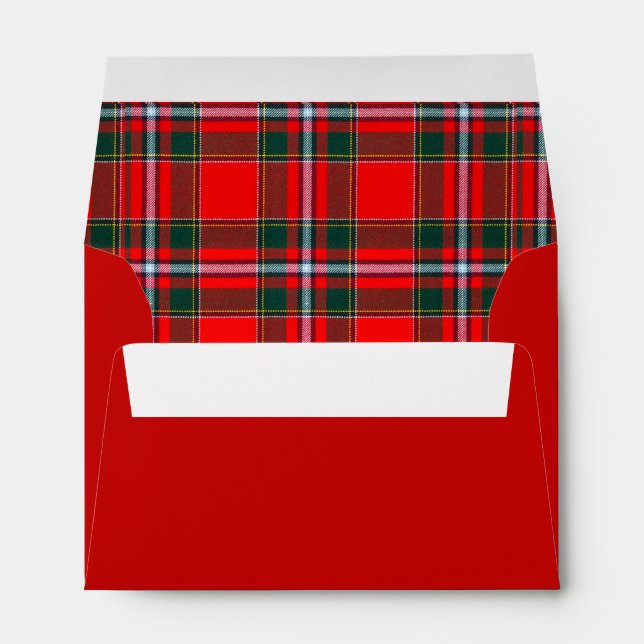Red White and Green Christmas Holiday Plaid  Envelope (Back (Bottom))