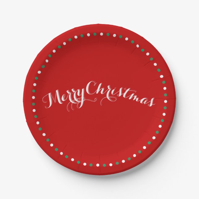 Red, White And Green Christmas Paper Plates (Front)