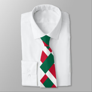 Red White And Green Colour Block Print Tie