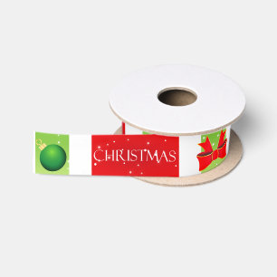 Red White and Green Happy Holidays Christmas Satin Ribbon