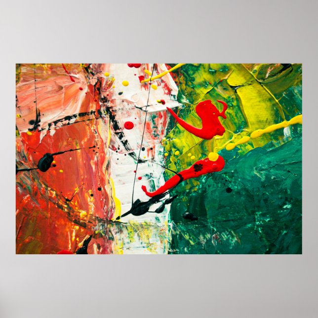 Red White and Green Italian Flag Abstract Painting Poster (Front)