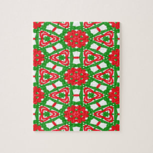 Red, White and Green Kaleidoscopes Jigsaw Puzzle