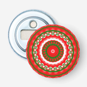 Red, White and Green Mandala Bottle Opener