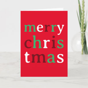 Red White and Green Merry Christmas Holiday Card