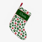 Red, White, and Green Paw Print Stocking