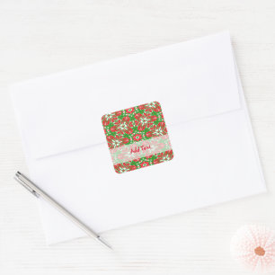 Red, White and Green Snowflakes 3385 Square Sticker