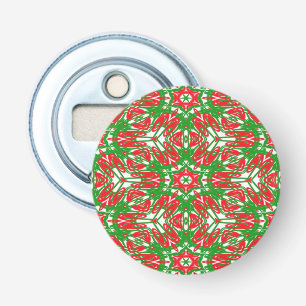 Red, White and Green Snowflakes Bottle Opener