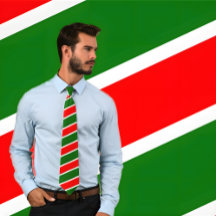 Red, White and Green Striped Tie (Xmas Colours)
