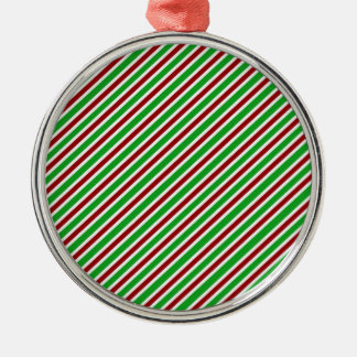 Red, White and Green Stripes Metal Tree Decoration
