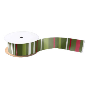 Red White and Green Stripes Satin Ribbon