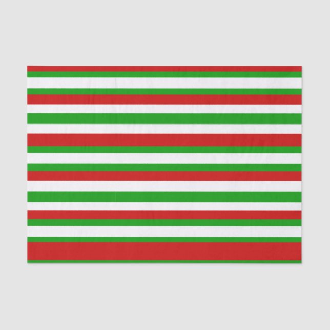 Red, White and Green Stripes Tissue Paper (Front)