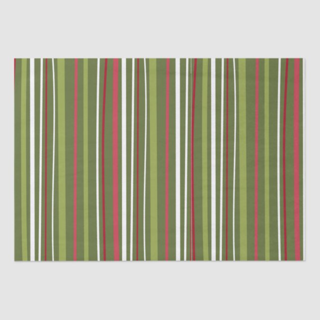 Red White and Green Stripes  Tissue Paper (Front)