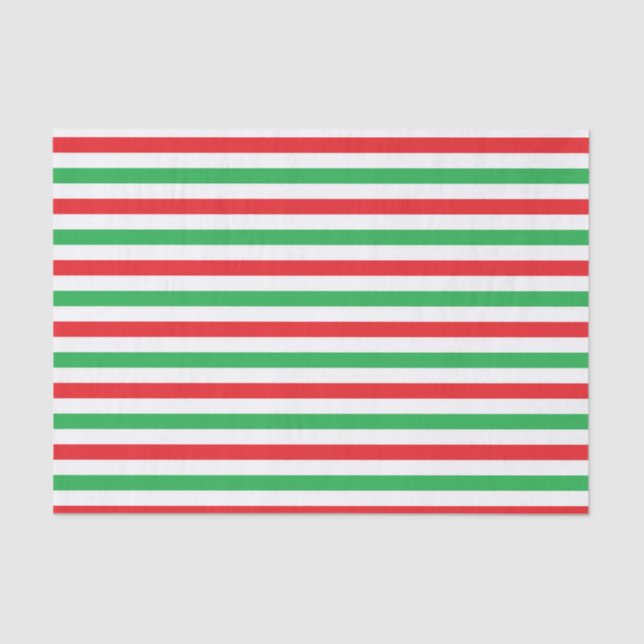 Red, White and Green Stripes Tissue Paper (Front)