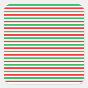 Red, White and Green Strips Square Sticker