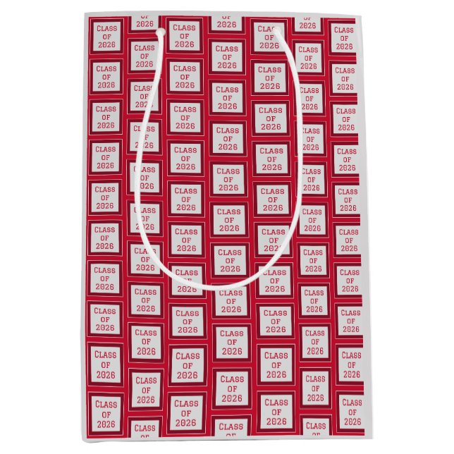 Red White and Grey Graduation 2026 Medium Gift Bag (Front)