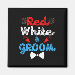 Red White And Groom Funny Wedding Party 4th Of Jul Magnet