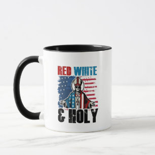 Red White and Holy Pope Leo XIV, 4th of July Mug