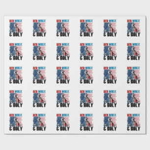 Red White and Holy Pope Leo XIV, 4th of July  Wrapping Paper