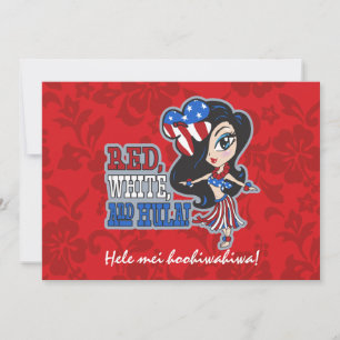 Red, White and Hula Girl Patriotic Invitations
