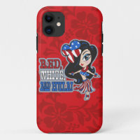 Red, White and Hula Girl Patriotic iPhone 5 Case